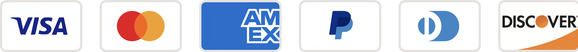Accepted payment methods: Visa, Mastercard, American Express, PayPal, Diners Club, Discover